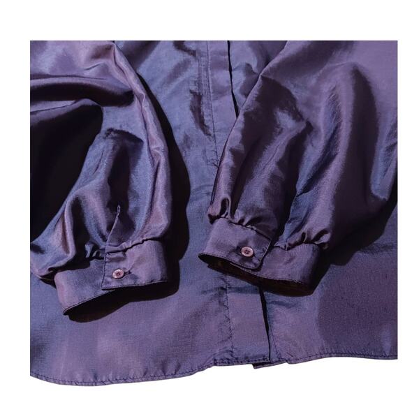 VINTAGE Blouse Top M/L Iridescent Purple Retro Office Career Special Event‎ VTG - Picture 6 of 10